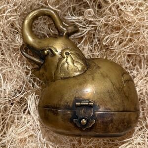 Vintage Neiman Marcus 1960s Brass Elephant Betel/ Jewelry/ Hinged Trinket Box